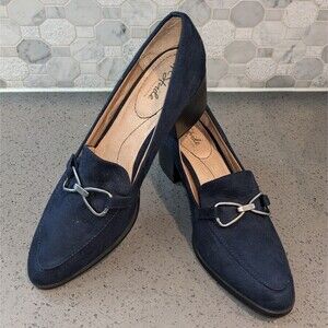 LifeStride Devyn 2 Navy Block Heel Loafers Womens 9M Comfort Shoes